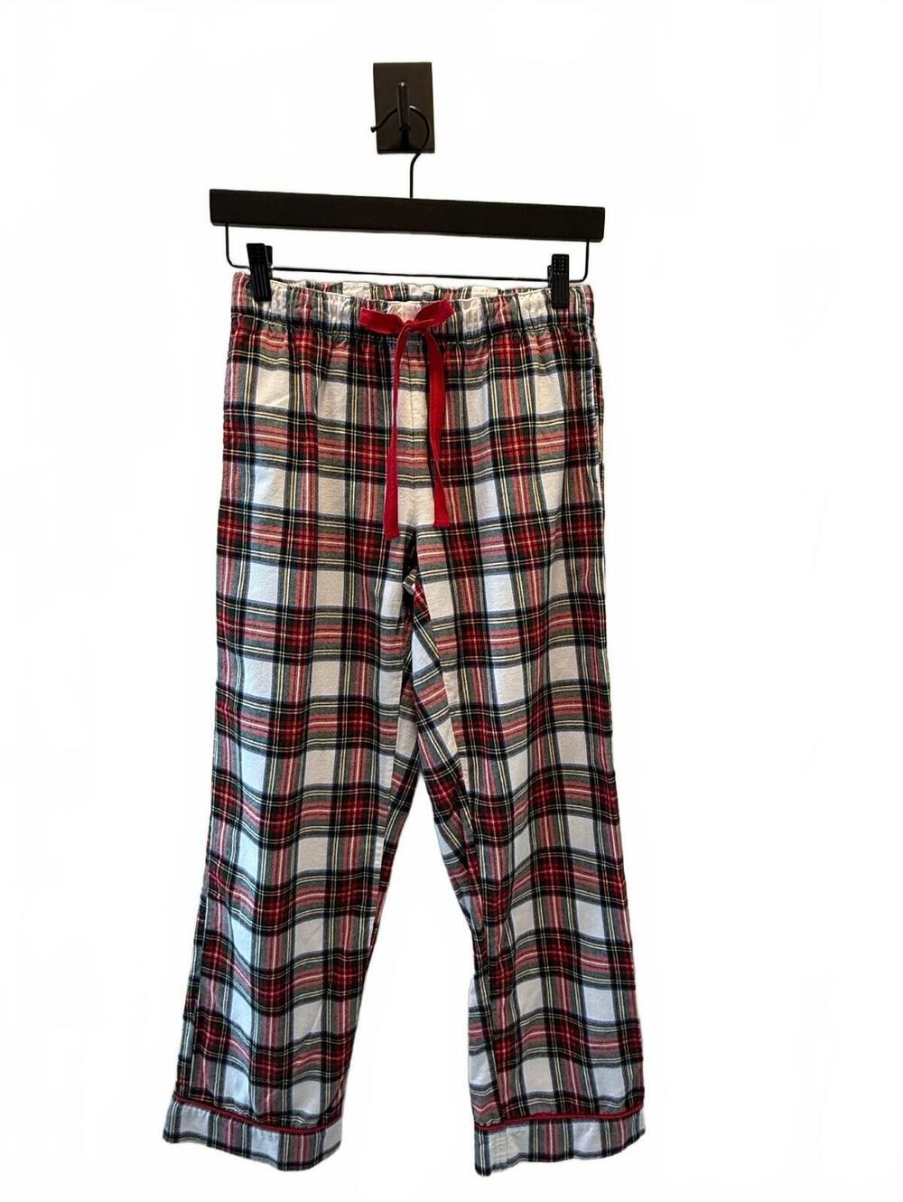 Petite Plume Women's Plaid Lounge Pants with Red Drawstring & Pockets | Size XS